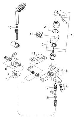 Grohe Einhand-Wannenbatterie Eurodisc C 33395_2 Wandmontage Brausegarnitur, 195 x 235 mm, Farbe chrom Bild 2