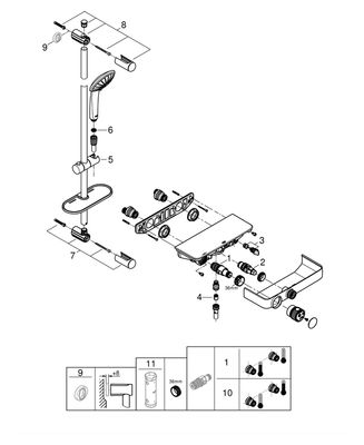 Grohe THM-Brausebatt. Grohtherm Smart Control 34720 Brausegarnitur 600 mm, 200 x 280 mm, Farbe chrom Bild 2