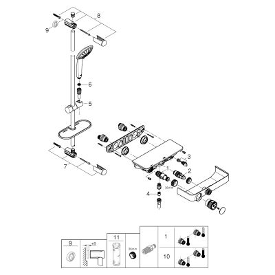 Grohe THM-Brausebatt. Grohtherm Smart Control Brausegarnitur 900 mm, 200 x 280 mm, Farbe chrom Bild 2