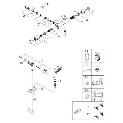 Grohe THM-Brausebatterie Grohtherm 800 C, mit Brausegarnitur 600 mm, Farbe chrom Bild 2