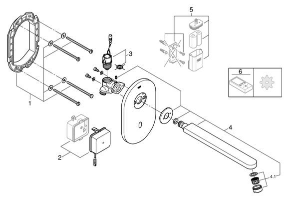 Grohe IR-WT-Elektronik Eurosmart CE Fertigset Wandmontage Auslauf 230 mm 230 V edelstahl, 232 mm, Farbe silber Bild 2