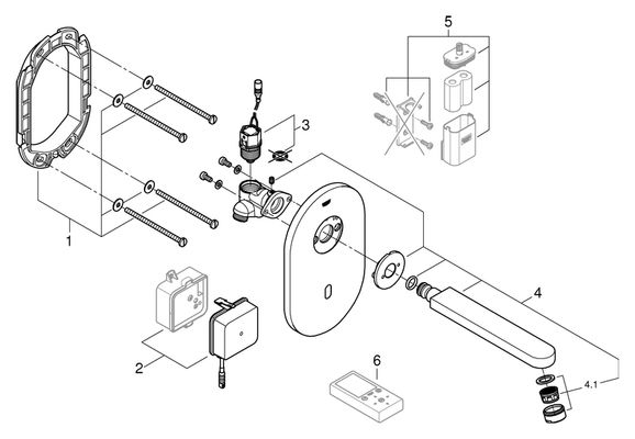 Grohe IR-WT-Elektronik Eurosmart CE Fertigset Wandmontage Auslauf 170 mm 230 V edelstahl, 172 mm, Farbe silber Bild 2