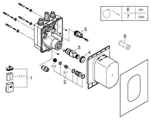 Grohe UP-Körper Eurosmart CE, für Brause 6 V therm. Mischung, für 36456 Bild 2