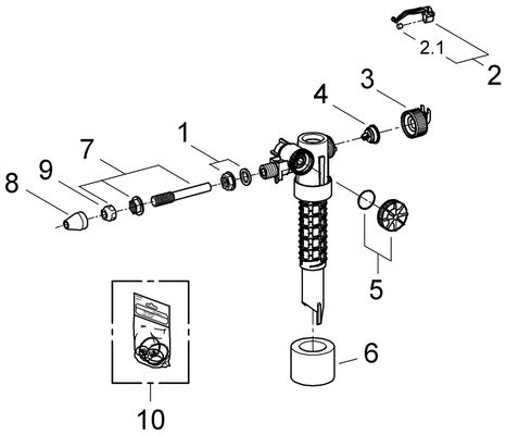 Grohe Füllventil / Schwimmerventil für hoch- und tiefhängende Spülkästen, 06.00.2000 Bild 2