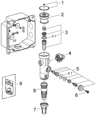 Grohe WC-Druckspüler DALclassic 680 für Wandeinbau, ohne Abdeckplatte, 142 x 295 mm Bild 2