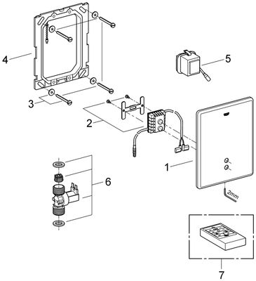 Grohe IR-Elektronik Tectron Skate, für Urinal, Wandeinbau, 230 V AC, 197 x 156 mm, Farbe chrom Bild 2