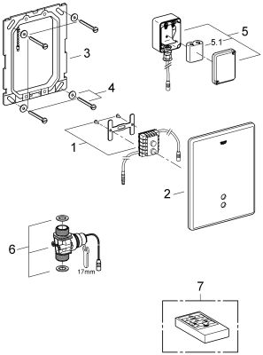 Grohe IR-Elektronik Tectron Skate 37750, für Urinal Wandeinbau 6 V DC edelstahl, 60 x 172 mm, Farbe Edelstahl-Optik (silber) Bild 2