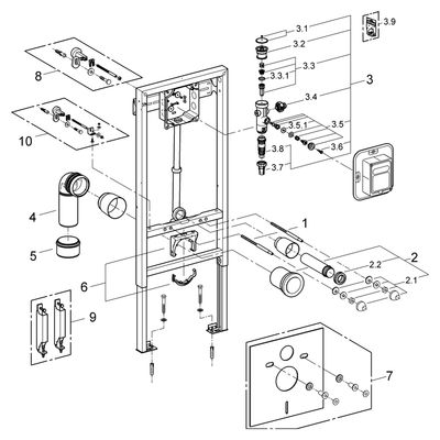 Grohe WC-Element Rapid SL 38519_1 Druckspüler Hand-/elektr. Bet. BH 1,13m, 1130 x 500 mm Bild 2