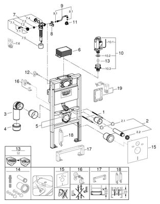 Grohe WC-Element Rapid SL 38525_1 Bauhöhe 1,00m, mit Spülkasten 6 - 9 l, 1000 x 500 mm Bild 2