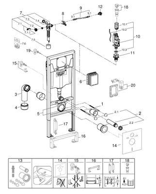 Grohe Element, für WC, BH 1,13m, mit Spülkasten GD 2 kl. Rev.-öffnung, 1130 x 500 mm, Farbe blau Bild 2