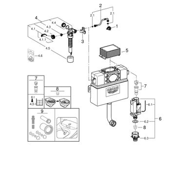 Grohe WC-Spülkasten Wandeinbau 1,00 m Betätigung von vorn / oben, 606 x 415 x 140 mm Bild 2