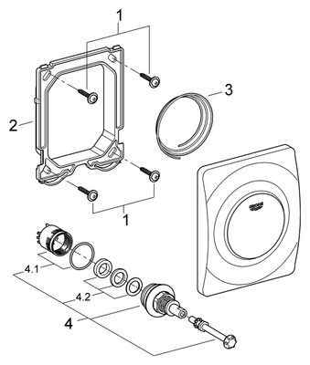 Grohe Betätigungsplatte Rapido Surf verch, für Urinal-Rohbauset Rapido U ohne UBM, 144 x 116 mm, Farbe chrom Bild 2