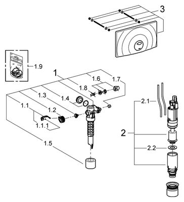 Grohe Umrüstset, für 14 l - Spülkasten, Farbe silberfarben Bild 2