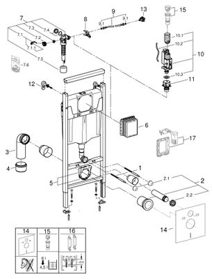Grohe WC-Element Rapid SL BH 1,13m, für Vorwand-/Staenderwandmontage, 1130 x 500 mm Bild 2