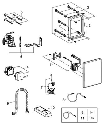 Grohe WC-Steuerung 38934 zur Hand- Fernbetaetigung von Spülkästen edelstahl, 110 x 217 mm, Farbe silber Bild 2