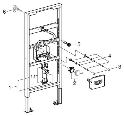 Grohe Urinal-Element Rapid SL, mit Rohbau-Set, für Temperatursensor, 15 x 52 mm Bild 2