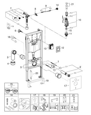 Grohe 3-in-1 Set, für WC Rapid SL BH1,13m Skate CS Betaet. chrom / Wandwinkel, 155 x 525 mm, Farbe chrom Bild 2