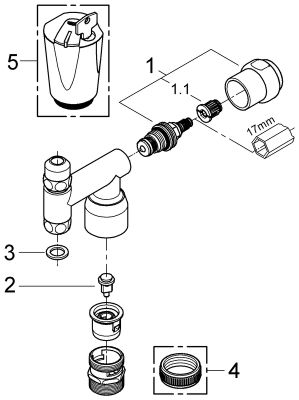 Grohe WAS-Ventil Eckfix Design-Gr, mit RV und Rohrbelüfter, DN 10, Farbe silberfarben Bild 2