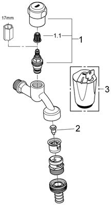 Grohe Armaturenkombination Rohrbelüfter Bauform C, DN 15, Farbe silberfarben Bild 2