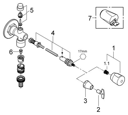 Grohe Aussenwandventil Bausatz Eurotec, mit Rohrbelüfter, DN 15, Farbe silberfarben Bild 2