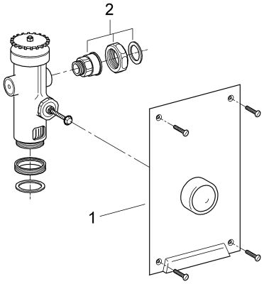 Grohe Austausch-WC-Druckspüler DAL 3/4" für WE mit Abdeckplatte mit Druckknopf verchromt, 125 x 280 mm, Farbe chrom Bild 2