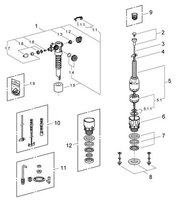 Grohe Servo-Set Austauschgarnitur, für Keramikspülkasten Unterbrechbar 00300360 Bild 2