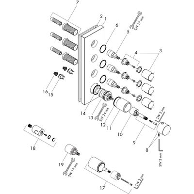 Hansgrohe Fertigset Axor Starck ShowerCollection für Thermostatmodul 3/4" verchromt, 120 mm, Farbe chrom Bild 3