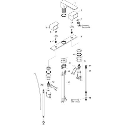 Hansgrohe 3-Loch Waschtischarmatur 50 Axor Urquiola Standmodell, mit Platte, Farbe chrom Bild 3