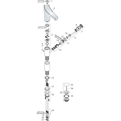 Hansgrohe Waschtischmischer Axor Starck V chrom für Waschsch.Nicht f.(halb-)öf.Ber.empf, Farbe chrom Bild 2