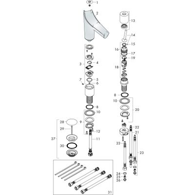 Hansgrohe 2-L.Waschtischmi.Axor Starck V chrom Nicht, für (halb-)öf.Bereich empfohlen, Farbe chrom Bild 2