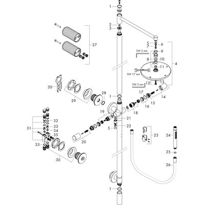 Hansgrohe Nature Duschsaeule Axor Starck, mit Kopfbrause 240 1jet PBC, 2151 x 236 x 600 mm, Farbe black chrome Bild 2