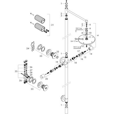 Hansgrohe Nature Duschsaeule Axor Starck, mit Kopfbrause 240 1jet, ohne Handbrause BB, 2151 x 236 x 600 mm, Farbe gold Bild 2