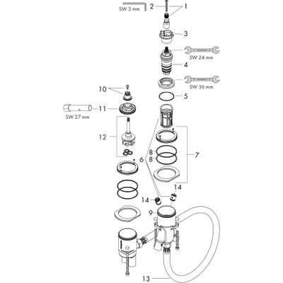 Hansgrohe Grundset Wannenrandthermostat, für externen Auslauf Bild 3
