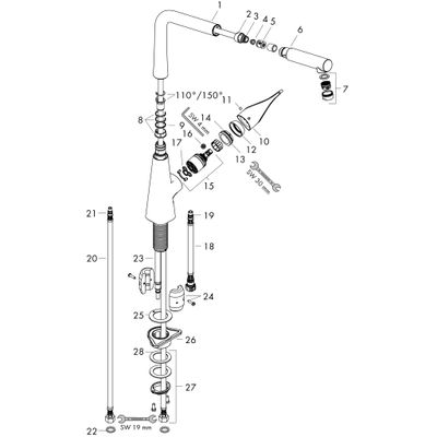 Hansgrohe Spültischmischer 320 Metris M71 Eco Ausziehauslauf 1jet, Farbe chrom Bild 2