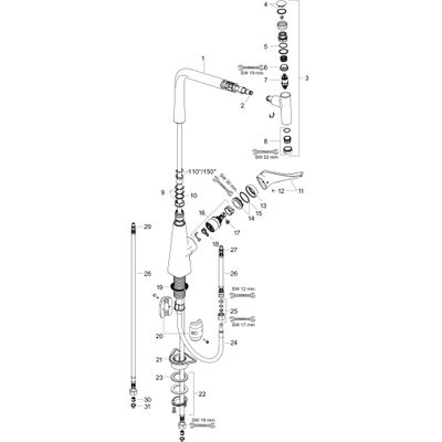 Hansgrohe Spültischmischer 320 Metris Select M71 Ausziehauslauf 1jet, 445 mm, Farbe chrom Bild 5
