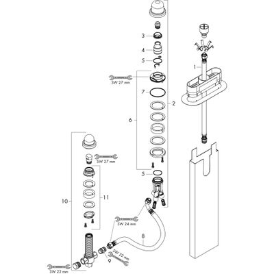 Hansgrohe 3-Loch Wannenarmatur Grundkörper Axor, für Wannenrandmontage sBox Bild 2