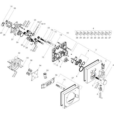 Hansgrohe Fertigset UP-Thermostat ShowerSelect, 2 Verbraucher, mit Fixfit u.Porter, 188 x 188 mm, Farbe chrom Bild 4