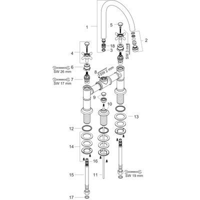 Hansgrohe Zweigriff Waschtischarmatur 220 Axor Montreux Brücke PGO, Farbe gold Bild 2