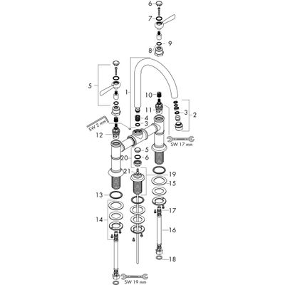 Hansgrohe Zweigriff Waschtischarmatur 220 Axor Montreux Brücke Hebelgriff, Farbe chrom Bild 2