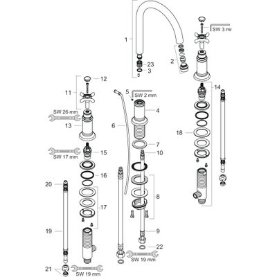 Hansgrohe 3-Loch Waschtischarmatur Axor Montreux Standmodell, Farbe chrom Bild 2