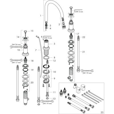 Hansgrohe 3-Loch Waschtischarmatur Axor Montreux Standmodell PGO, Farbe gold Bild 2
