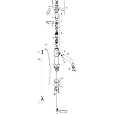 Hansgrohe Waschtischmischer 100 Axor Montreux brushed, Farbe nickel Bild 3