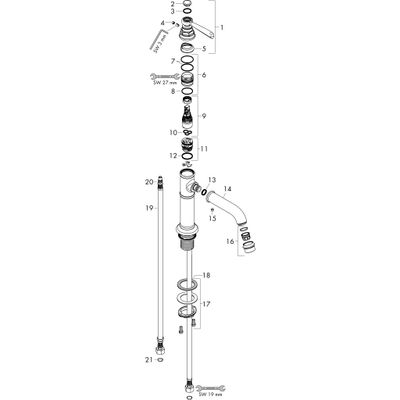 Hansgrohe Waschtischmischer 100 Axor Montreux, ohne Ablaufgarnitur brushed, Farbe nickel Bild 3