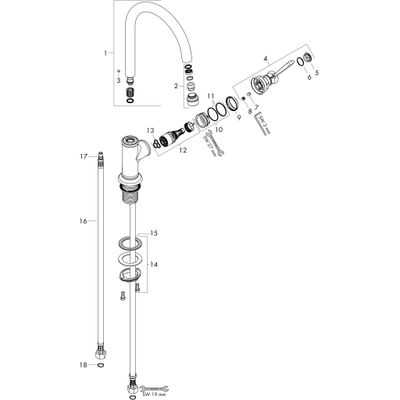 Hansgrohe Waschtischmischer 210 Axor Montreux, ohne Ablaufgarnitur brushed, Farbe nickel Bild 3