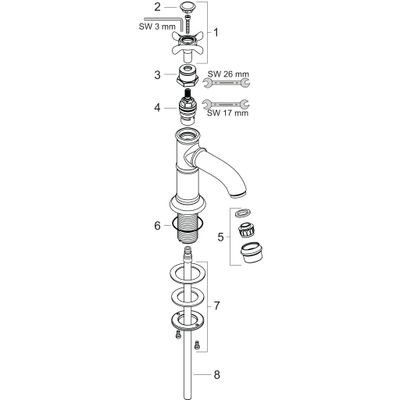Hansgrohe Standventil kurz Axor Montreux, für Waschtisch, Farbe chrom Bild 2