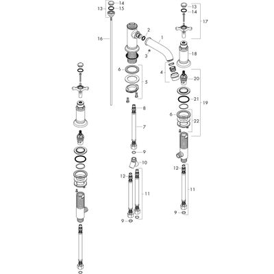 Hansgrohe 3-Loch Waschtischarmatur 30 Axor Montreux Kreuzgriff, Farbe chrom Bild 2