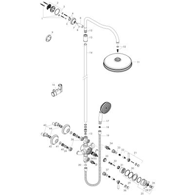 Hansgrohe Showerpipe Axor Montreux BBC, mit Thermostat und Hebelgriff, 1666 x 260 x 578 mm, Farbe black chrome Bild 2