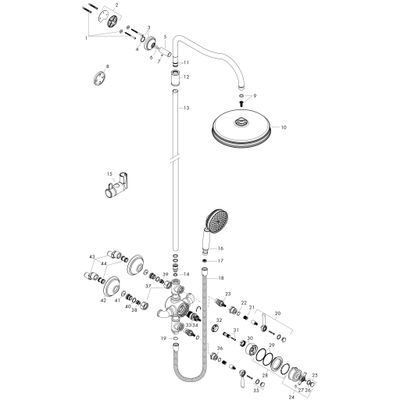 Hansgrohe Showerpipe Axor Montreux brushed nickel mit Thermostat Hebelgriff, 1666 x 260 x 578 mm, Farbe nickel Bild 3