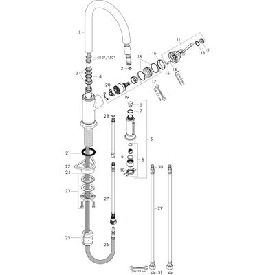 Hansgrohe Spültischmischer Axor Montreux edelstahl-optik, mit Ausziehbrause, 396 mm, Farbe silber Bild 2