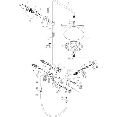 Hansgrohe Showerpipe Axor Front, 1466 x 451 x 616 mm, Farbe chrom Bild 8